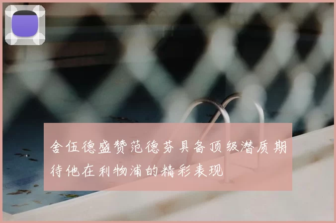 舍伍德盛赞范德芬具备顶级潜质期待他在利物浦的精彩表现